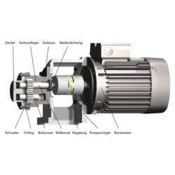 Elektro-Zahnradpumpe mit Montagefuß - 230/400 Volt - 1,5 kW - 47,3 l/min - 10 bar Ausgangsdruck - G 1 IG