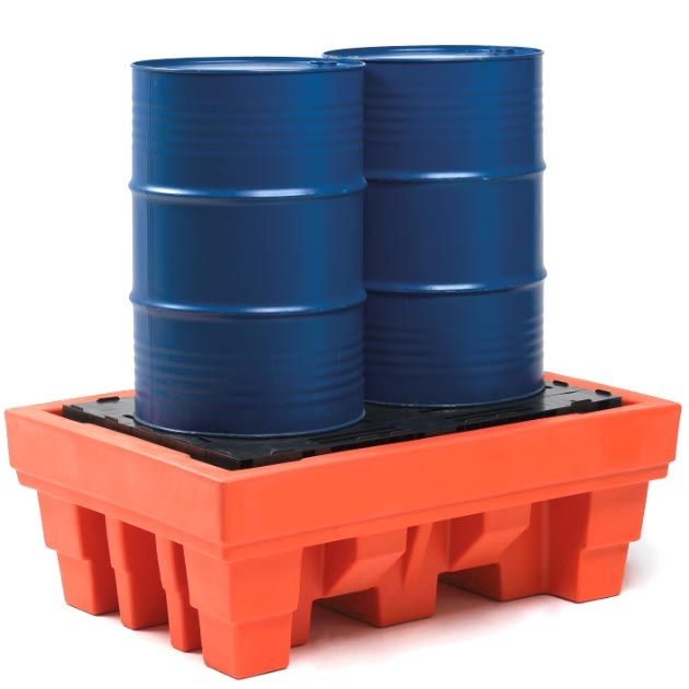 Polyethylen Auffangwanne - Für 2 Fässer 208 Liter - Palettenfüße